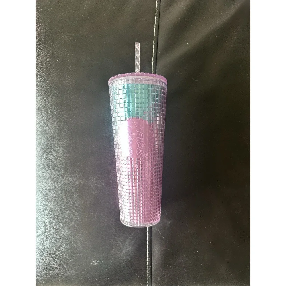 Starbucks 2021 Iridescent Pink Blue Studded Grid Tumbler 24oz Cold Cup 24 Oz